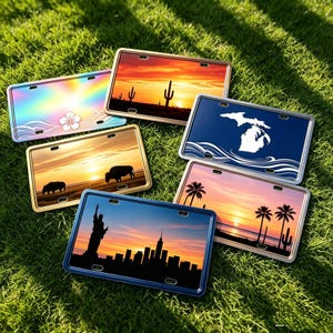 Custom License Plate with Scenic Design,Personalized 6x12 Inch Car Tag with Text,Gift for Him & Her