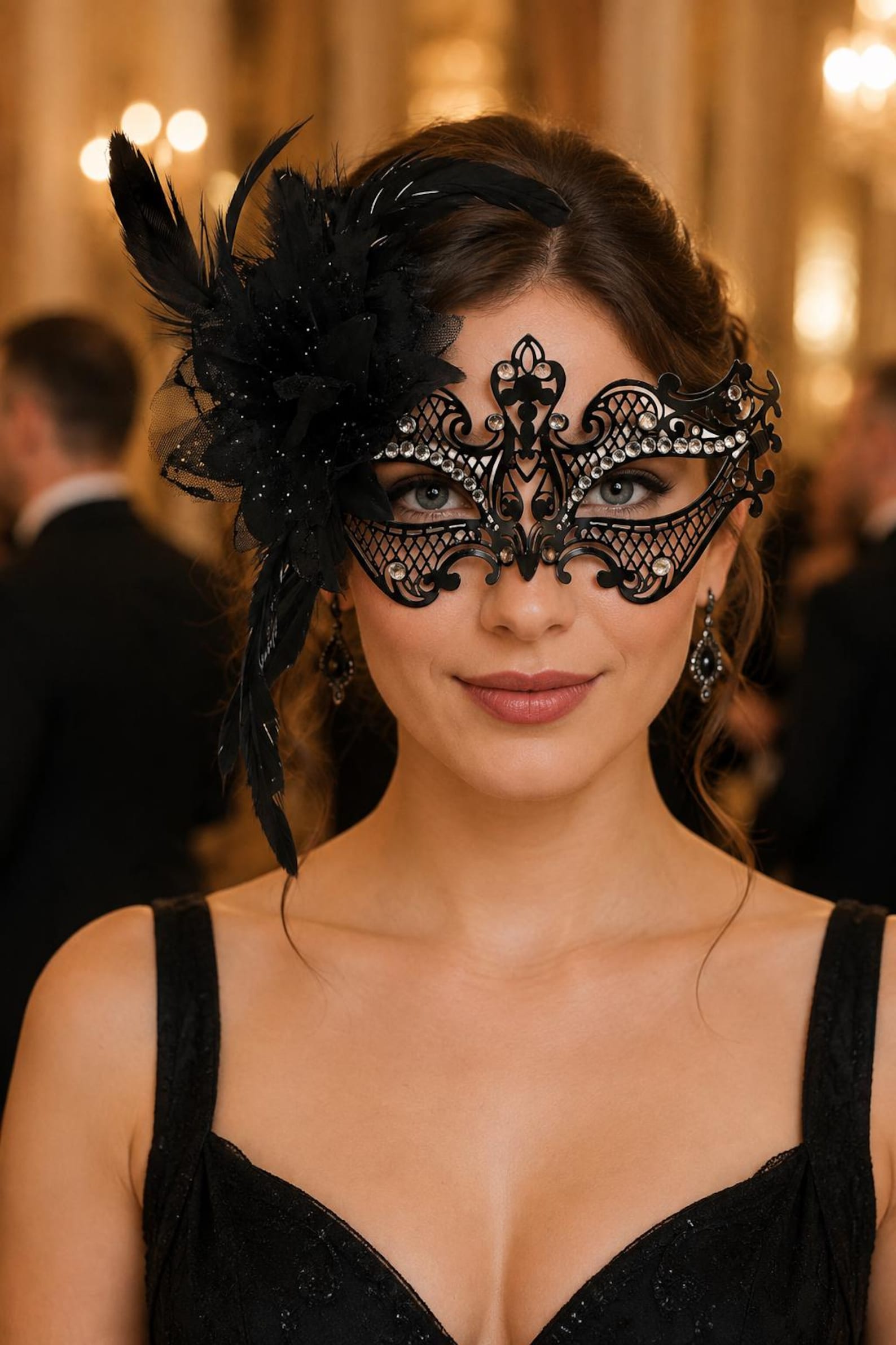 Black Feather Disguised Mask, Carnival Half Face Party Mask, Elegant Gothic Makeup Ball Costume Accessories