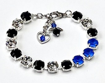 Beautiful FALLEN OFFICER FLAG Swarovski Elements Remembrance Bracelet