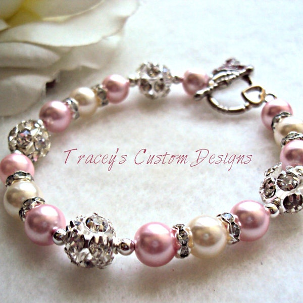 Beautiful Breast Cancer Awareness Bracelet - CUSTOM MADE JEWELRY