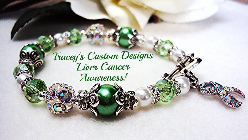 Liver Cancer Awareness Bracelet Mens Green Ribbon Black  Etsy