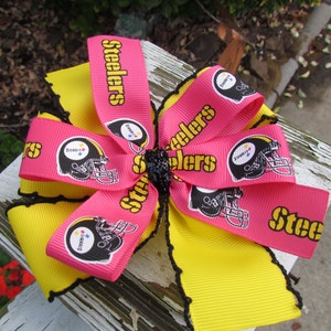 CLEARANCE Ready to Ship Pink Steelers Hair Bow/Steelers/Hair Bow/Bow/Football Hair Bow