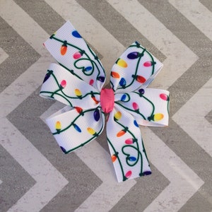 Small Christmas Lights Hair Bow/Christmas Hair Bow/Hair Bow