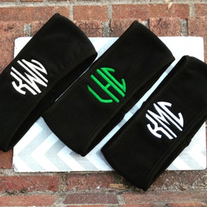 SALE/Ladies Monogrammed Black Fleece Ear Warmers/Ear Warmers/Black Ear Warmers/Adult Ear Warmers/Monogrammed Ear Warmers/Monogrammed Gift