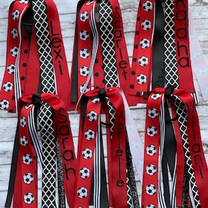 Personalized Embroidered Soccer Ponytail Streamer/Soccer Hair Bow/Soccer ponytail Hair Bow/Ponytail Streamer/Soccer/Ponytail Bow/Soccer Team