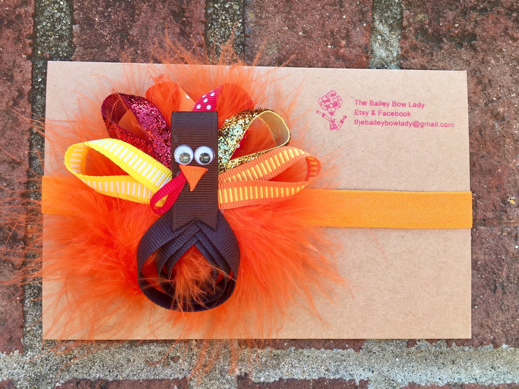 Thanksgiving Turkey Headband with Bow Clips and Earrings Set Turkey Hair Bow-thanksgiving Hair Bow-turkey Sculpture Hair  main image 3