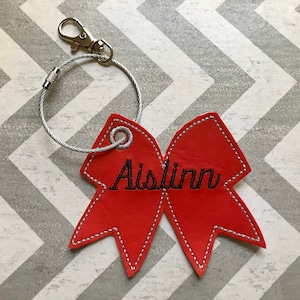 Personalized Cheer Bow Keychain/Cheer Bow Keychain/Keychain/Cheer Bow/Faux Vinyl Keychain/Cheer Keychain/Cheer Gift/Cheer