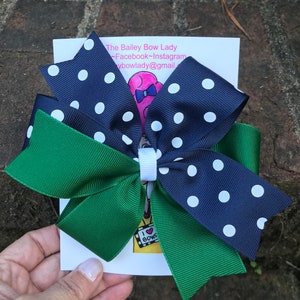 School Uniform Navy and Dark Green Hair Bow/School Hair Bow/Navy and Dark Green Hair Bow/Hair Bow/School Bow
