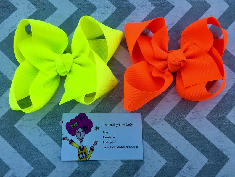 Neon Boutique Hair Bow/Neon Hair Bow/Summer Hair Bow/Boutique Hair Bow/Hair Bow/Neon Orange Hair Bow/Neon Yellow Hair Bow image 1