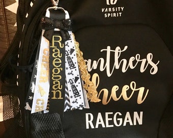 Cheer Zipper Charm/Zipper Pull/Cheer Bag Tag/Cheer Gift/Cheer/Bag Tag/Ribbon Charm/Cheer Bag ID