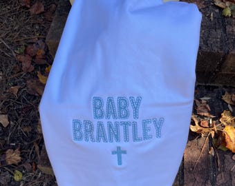 Monogrammed Baby Blanket/Baby Blanket/Boys Baby Blanket/Girls Baby Blanket/Baby Name Blanket/Baby Shower gift/Cross Embroidered Baby Blanket