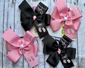 Monogrammed Ballet Hair Bow