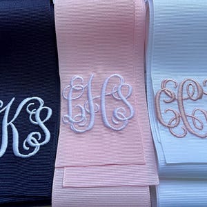 Monogrammed Bouquet Ribbon/Monogrammed Ribbon/Vine Monogram/Bridal Bouquet Sash/Bouquet Sash/Bouquet Ribbon/Embroidered Ribbon/Wedding