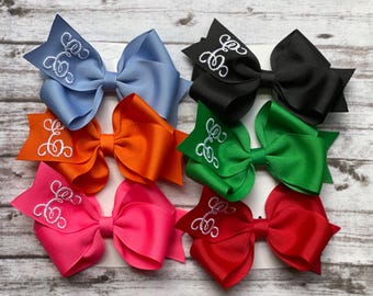 Hair Bow/Four Inch Hair Bow/Monogrammed Hair Bow/You choose color Hair Bow/Custom Color Hair Bow/Monogrammed Bow/Vine Monogram Bow/Small Bow
