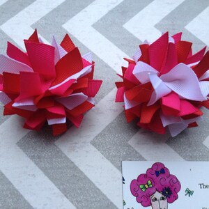 CLEARANCE Red White and Pink Spiky Pig Tail Hair Bows