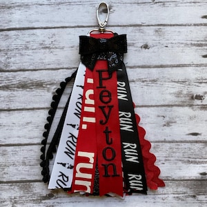 Run Zipper Charm/Zipper Pull/Cheer Bag Tag/Running Gift/Cross Country/Bag Tag/Ribbon Charm/Running Bag ID