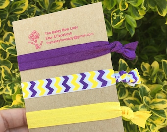 Monogrammed ECU Elastic Hair Ties/Hair Ties/Ponytail Holders/ECU/ECU Gift/Purple and Yellow Hair Ties