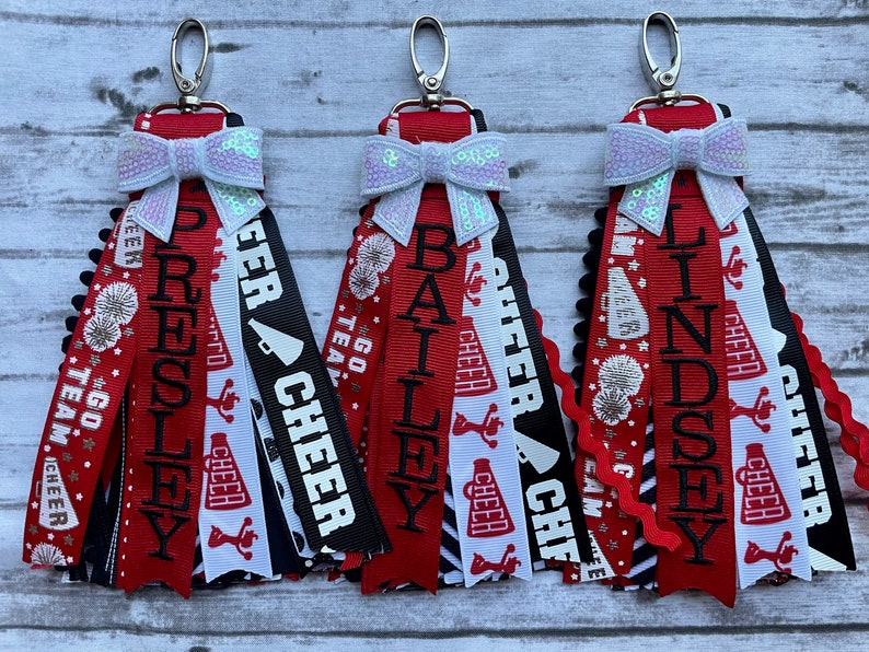 Cheer Zipper Charm/Zipper Pull/Cheer Bag Tag/Cheer Gift/Cheer/Bag Tag/Ribbon Charm/Cheer Bag ID image 7