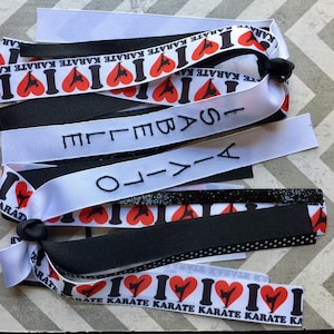 Personalized Karate Ponytail Streamer/Karate Bow/Karate Hair Bow/Ponytail Streamer/Ponytail Hair Bow/Ponytail Bow/Karate/Karate Gift