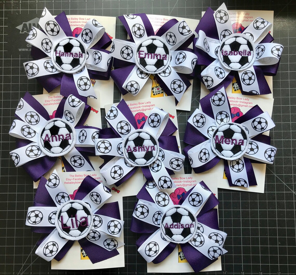 Personalized Soccer Hair Bow/Name Soccer Hair Bow/Feltie Etsy