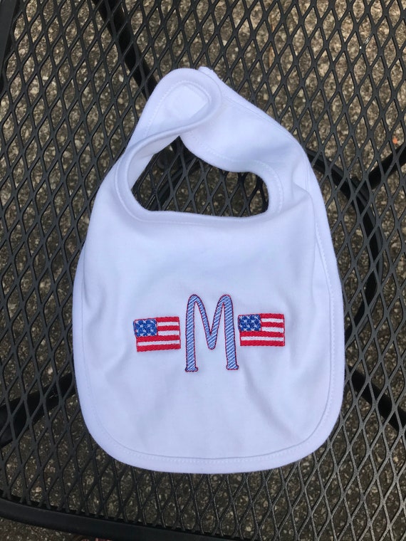 Monogrammed American Flag Bib/Monogrammed Bib/Fourth of July Etsy