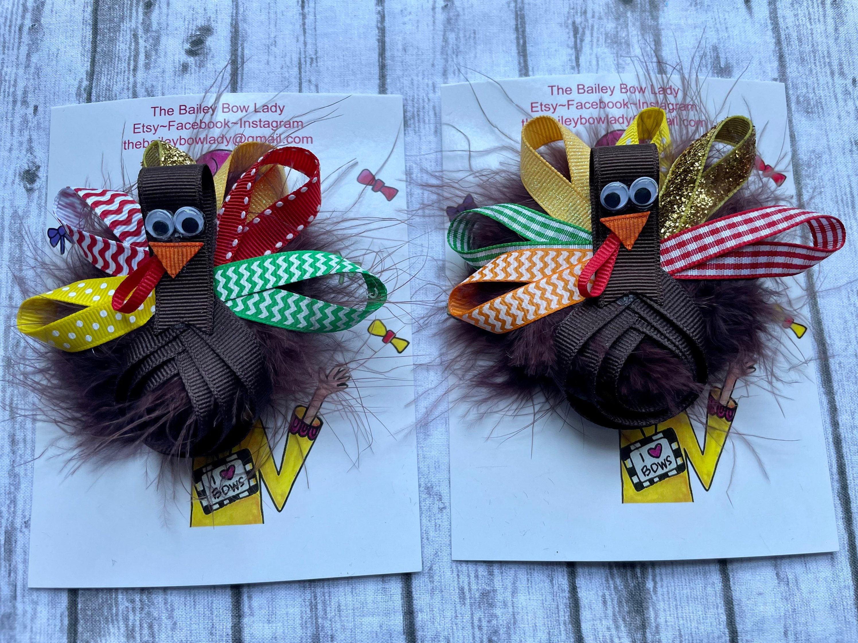 Turkey Hair Bow-thanksgiving Hair Bow-turkey Sculpture Hair 