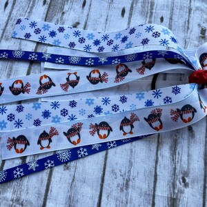 Penguin Christmas Ponytail Streamer/Penguin Hair Bow/Christmas Hair Bow/Ponytail Streamer/Ponytail Hair Bow/Hair Bow