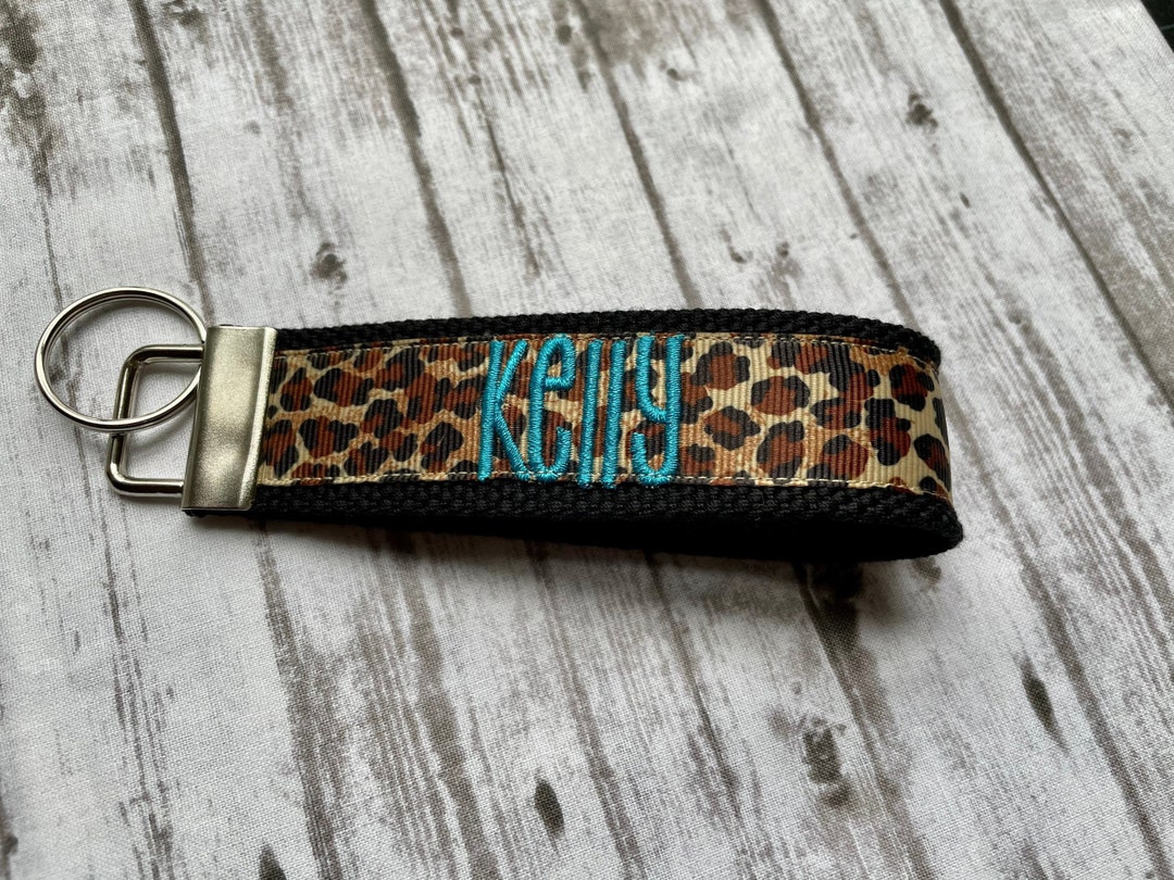 Cheetah Print Monogrammed Key Fob/cheetah Key Fob/cheetah Keychain ...