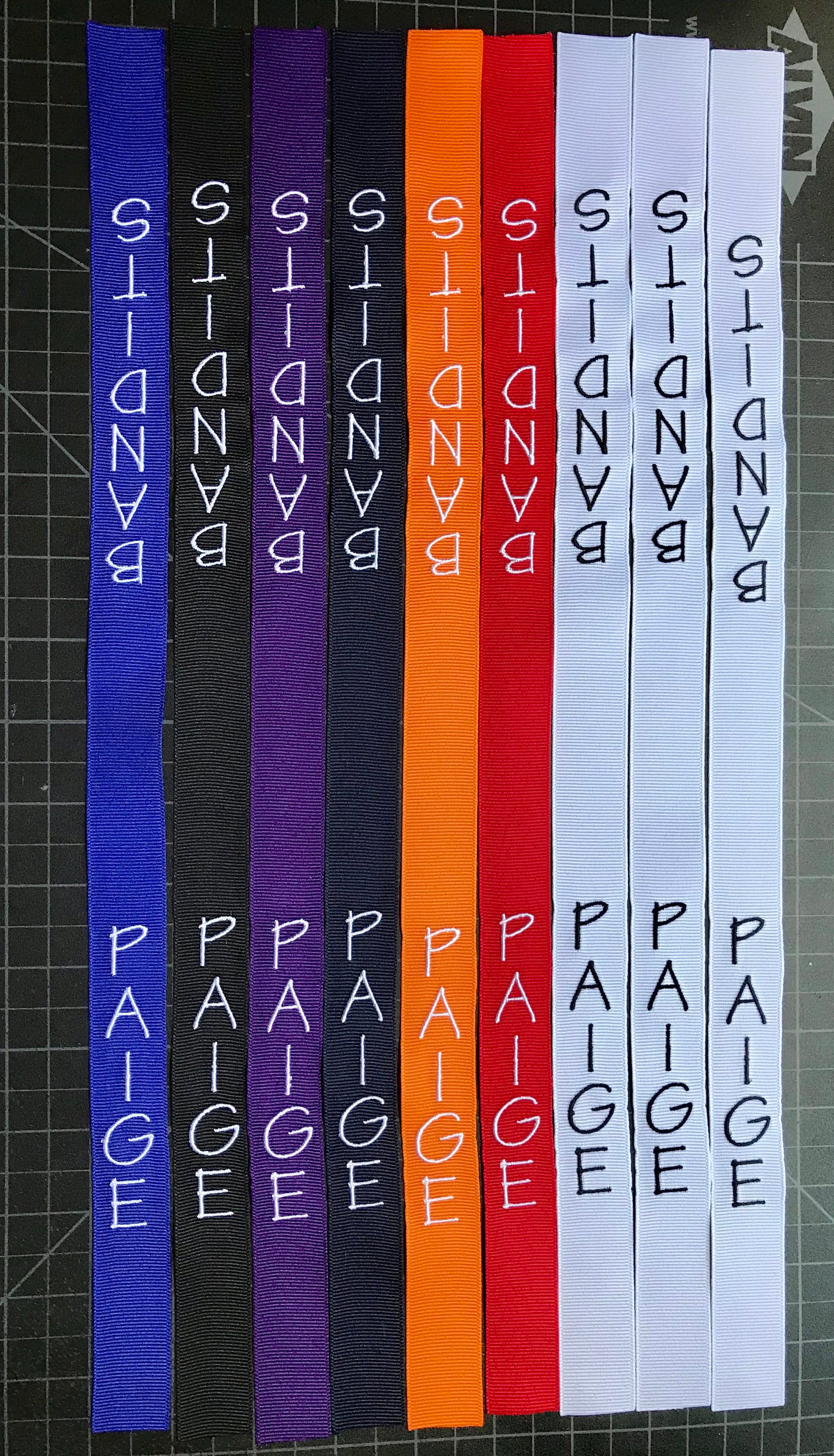 Personalized Embroidered Ribbon for Make your own Sports Ponytail Streamers-You Choose Colors