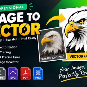 Image to Vector, Vector Tracing, Convert Image to SVG, EPS, AI, Logo Redraw, Raster to Vector