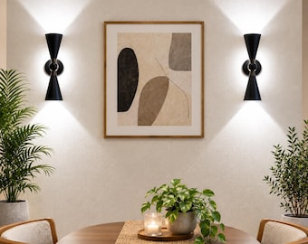 Modern Dual-Cone Brass Wall Sconce – Up/Down Lighting Fixture (Solid Brass)