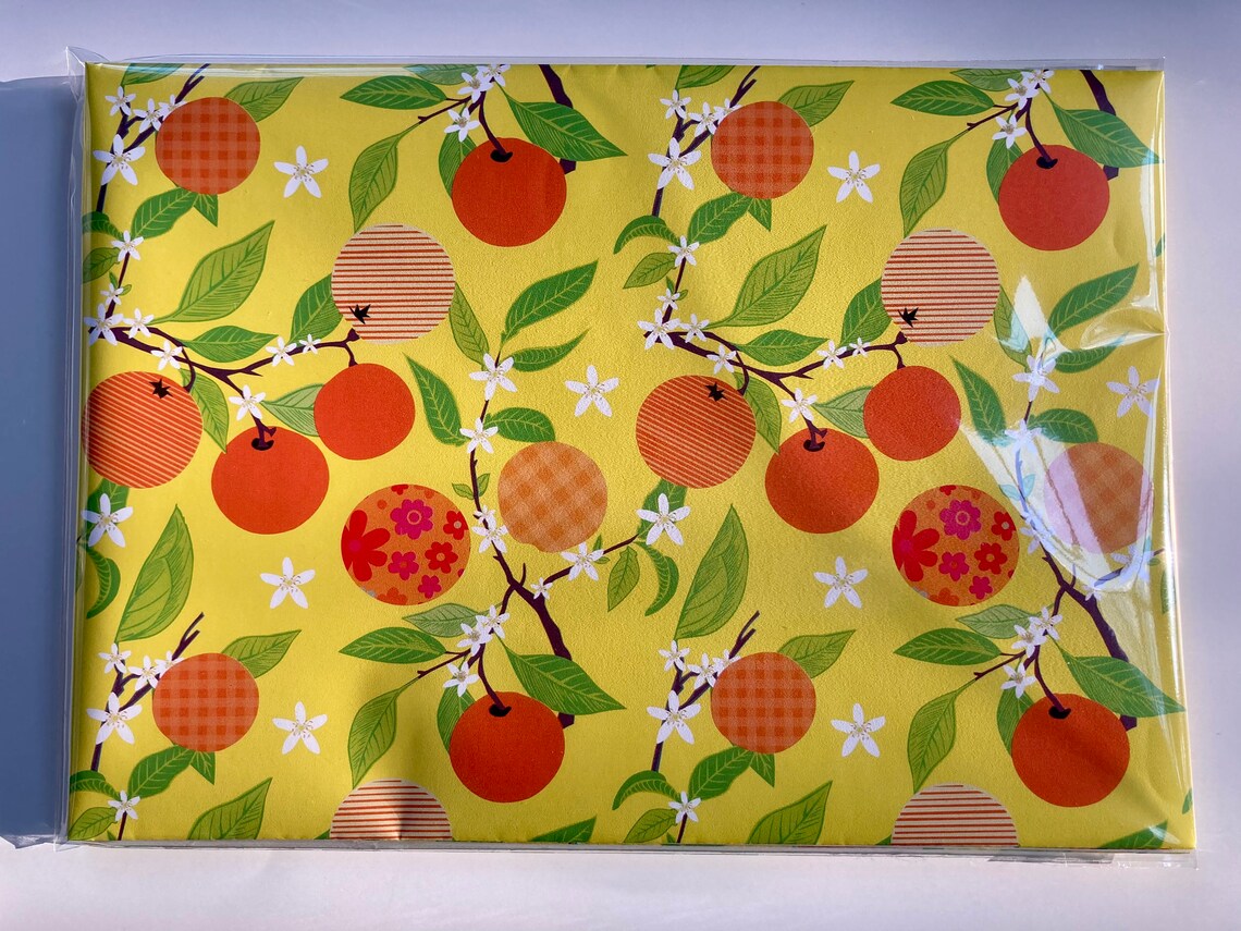 Two Sheets 'oranges' Gift Wrap 50 X 70 Cm Etsy