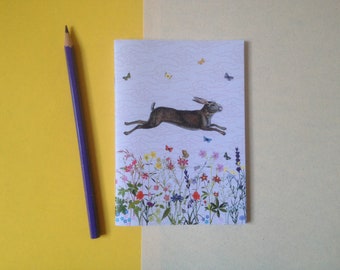 Notebook - Hare & wild flower design