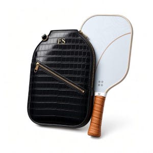 PERSONALIZED Pickleball Paddle Cover - Crocodile Leather Racket Case - Crossbody Paddle Bag with Anti-Theft Pocket - Sports Gift