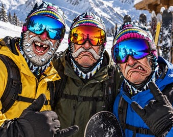 Funny Ski Balaclava, Novelty Face Mask for Snowboarding, Winter Helmet Accessory (Microfiber)