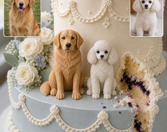 Custom Pet Cake Topper, Personalized Dog Figurine, Pet Anniversary Gift