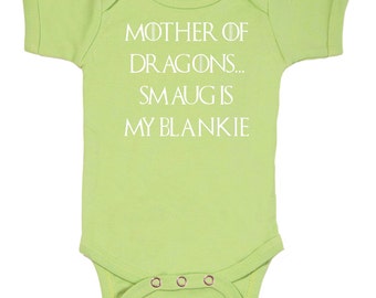 Mother Of Dragons versus Smaug bodysuit for Geek Baby / 3M/6M