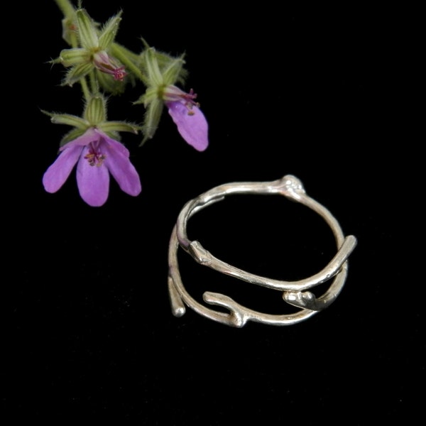 jasmine stick stearling silver (925) branch ring  real flower MOTHER NATURE JEWELS