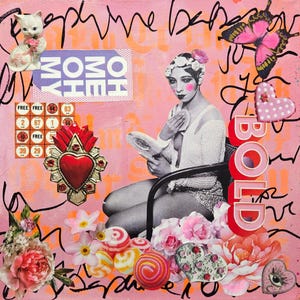 Original Collage Painting Wall Art- Bold Josephine mixed media dancer beauty