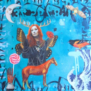 Night of the Hunters Tori Amos collage mixed media contemporary art collage art painting canvas