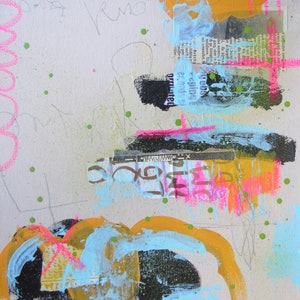 Poem of the Day- abstract art small art original painting collage mixed media canvas wall art