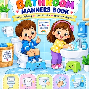 Töpfchentraining | Buch über Badezimmermanieren | Leitfaden für Toilettenroutine und Hygiene | Lebenskompetenzen für Vorschule und Kindergarten | 28 x 21,5 cm und 21,5 x 14 cm