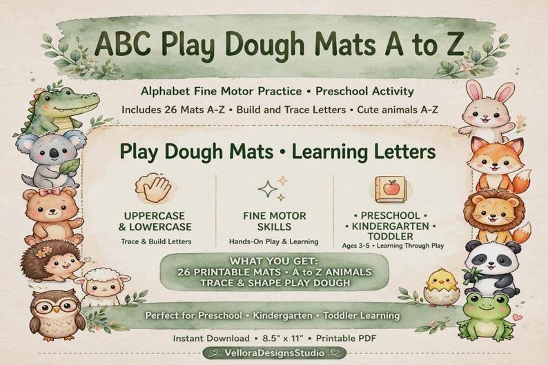 ABC Play Dough Mats for Preschool & Kindergarten | A-Z Alphabet ...