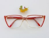 70s Italian red frames / Vintage nos deadstock eyeglasses / cateye red sunglasses / Eyewear made in Italy