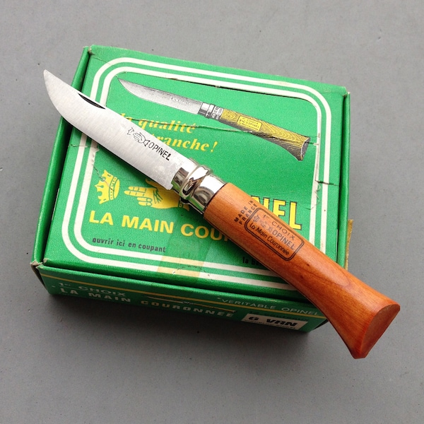 1960er Opinel Taschenmesser Neu Gr. 6 / Vintage Klappmesser mit Feststellvorrichtung / französisches Messer für Sammler / Einklingen-Stahlmesser