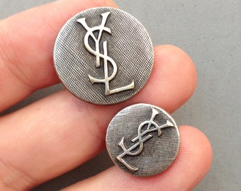 1 YSL Vintage button / Authentic 1970s Yves Saint Laurent vintage silver metal buttons size 15 mm 0.6" and 20 mm 0.8" / Price for 1  button