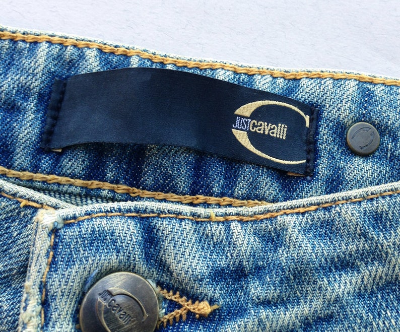 Roberto Cavalli jean shorts 90s denim cotton 24 inch vintage short Just Cavalli distressed panties cut off women/'s pants jeans size XS