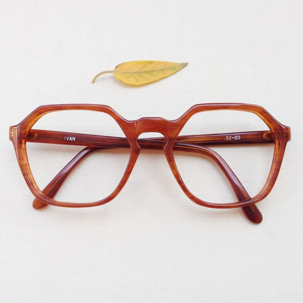 Vintage Italian eyeglasses Sunglasses frame / Geometric hexagon shaped / Nerd old school / Unisex