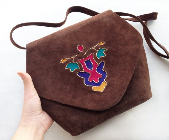 ANDREA PFISTER bag / 70s suede Leather Envelope sa