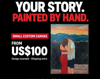 Lienzo personalizado pintado a mano a partir de tu foto, cuadro pequeño personalizado.